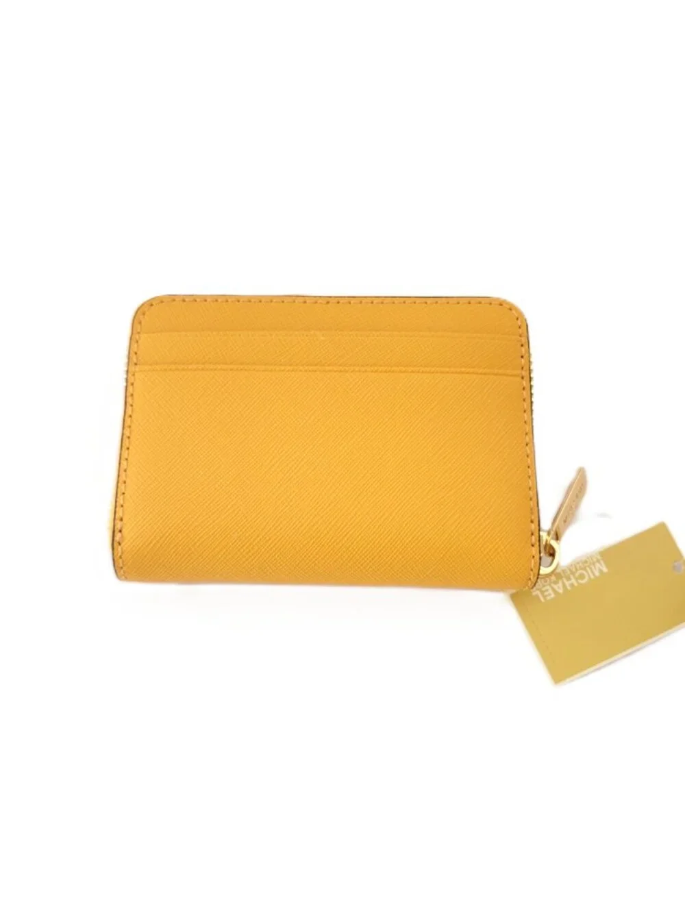 Michael Kors Jet Set Travel Medium Zip Around Card Case Honey Wheat Leather